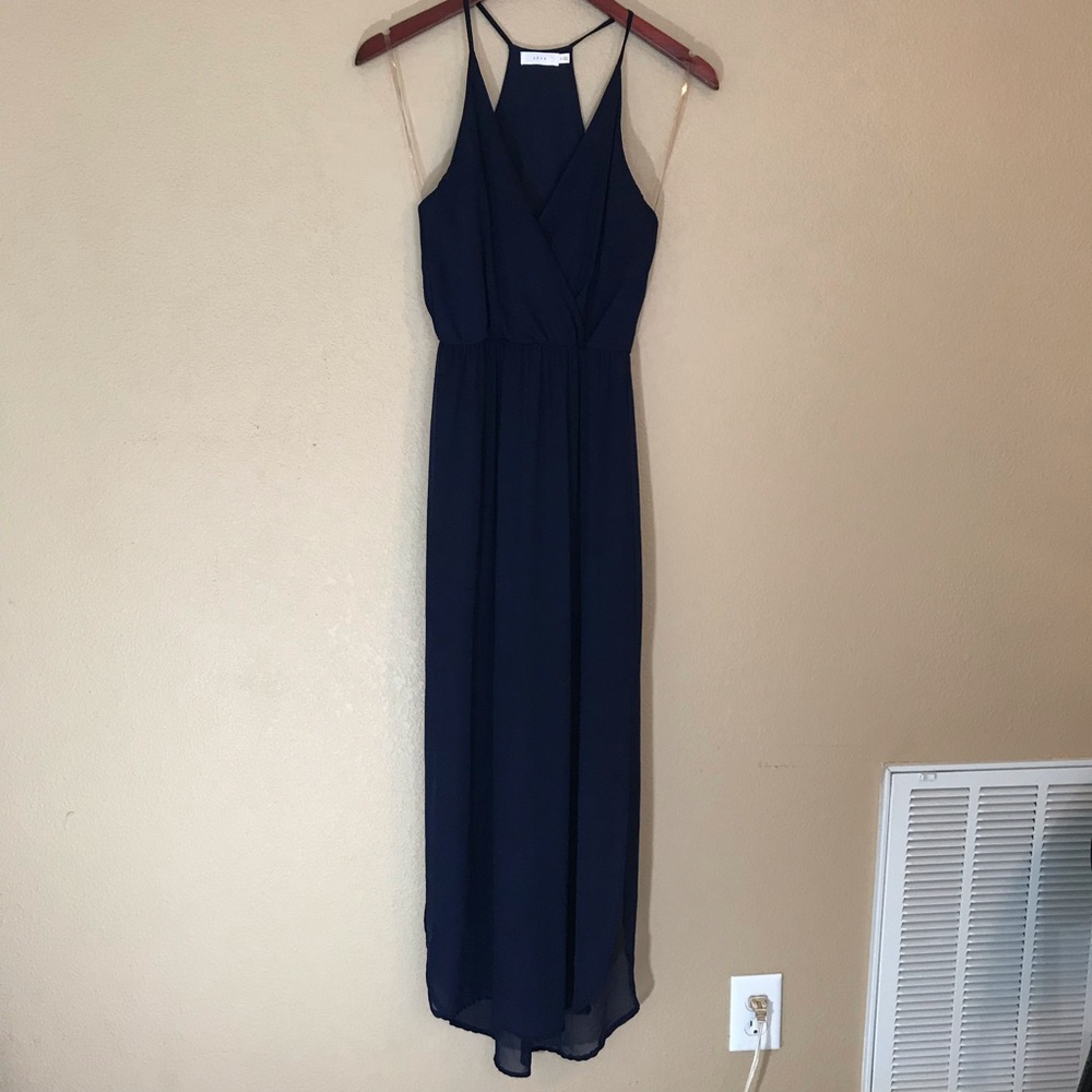 Lush brand xs maxi dress with sheer layer navy euc